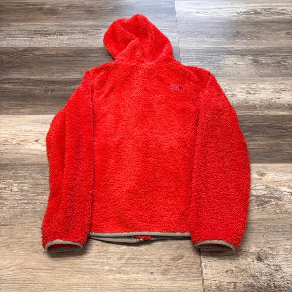 The North Face Jacket Fuzzy‎ Sherpa Fleece Coral Orange Womens S Full Zip Hooded - Picture 4 of 8